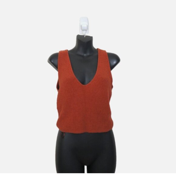 ALC size medium Eloise Ribbed Tank Top V Neck Sleeveless Knit Brown - Picture 1 of 4